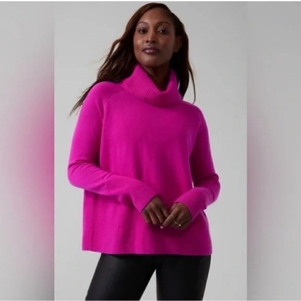Athleta WOOL CASHMERE ASPEN TURTLENECK SWEATER Electric Fuchsia